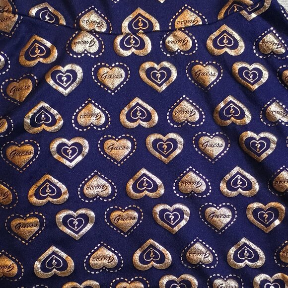 GUESS/Dress/Girls Large 6X/Gold & White/Heart Print Short Sleeve Casual Fashion - Picture 9 of 11